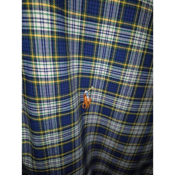 Ralph Lauren Mens 3XLT Classic Fit Button-Down Plaid Shirt Navy/Yellow - Picture 3 of 10